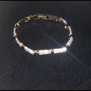 Vintage Swarovski Gold-Tone Pavé Crystal Bracelet